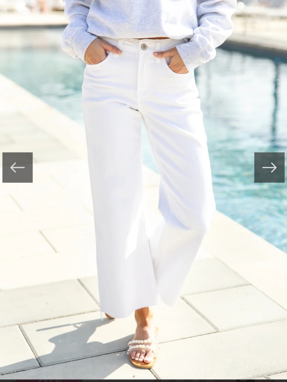Sneak Peak Cropped Wide Leg White Jeans